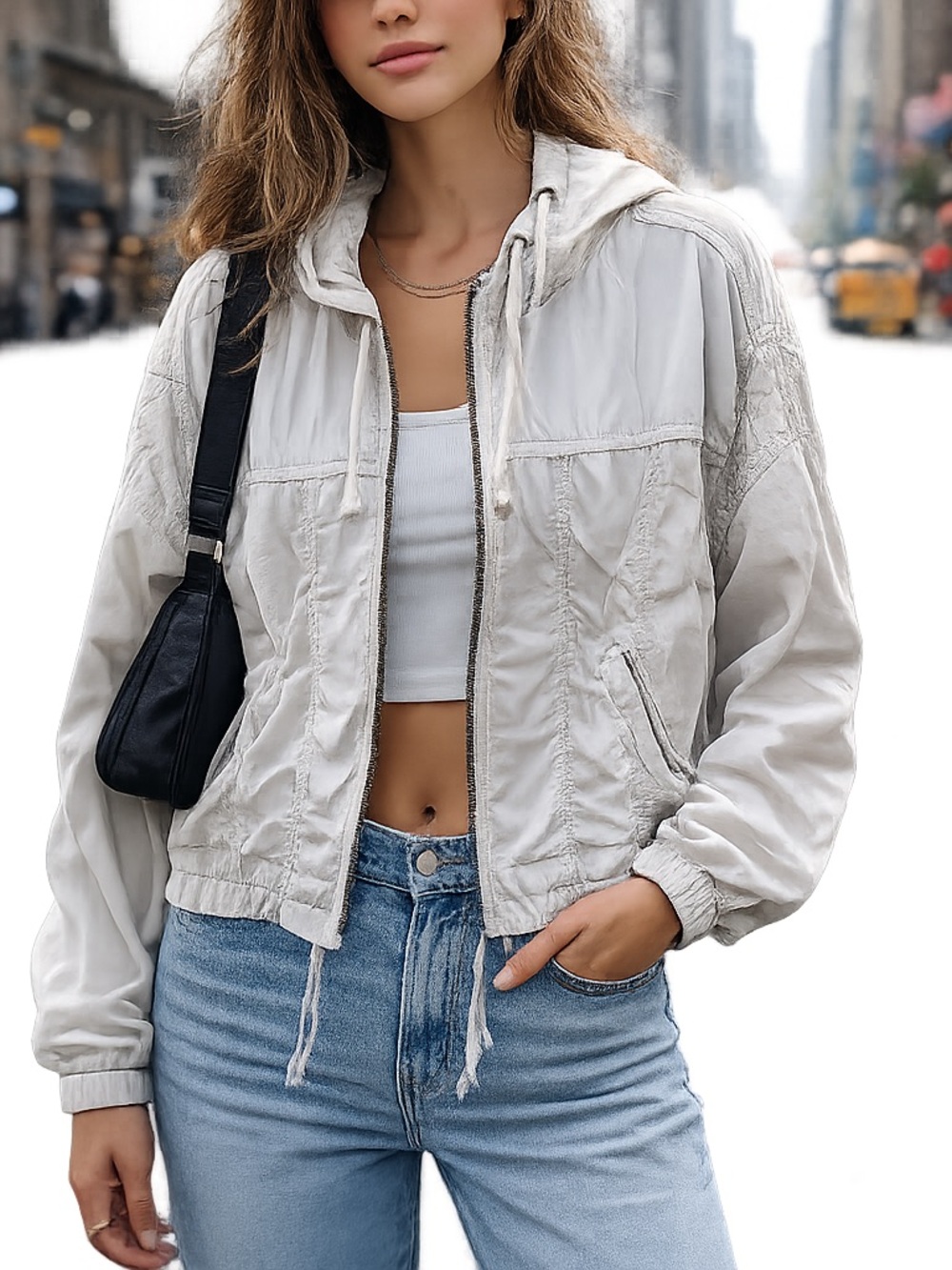 Marrakech by Anthropology Lightweight Off White Hooded Women's Jacket size XS